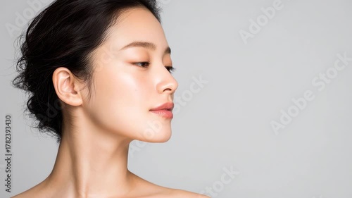 美しい女性の横顔とデコルテ（スキンケアイメージ）