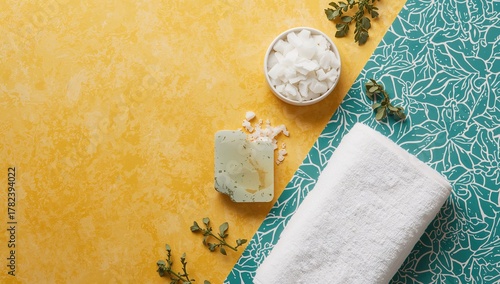Bath salt, soap, and towel ...
