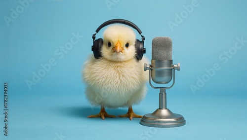 Cute fluffy yellow chick wi...