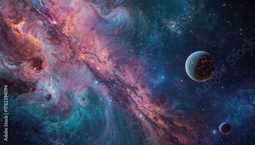 Vibrant cosmic scene filled...