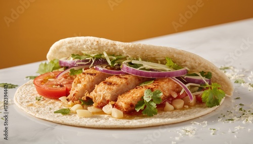 A tortilla wrap filled with...