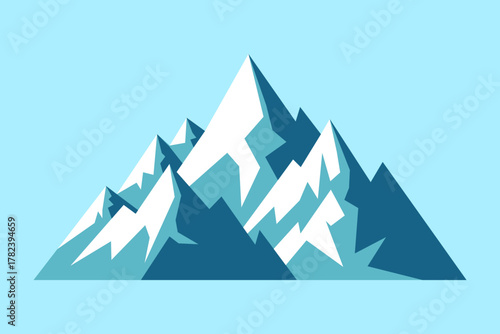 Snow mountain range with snow and glaciers vector illustration.