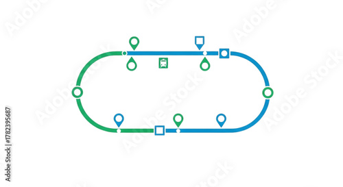 Advanced Public Transit Route Map Illustration: Urban Transportation Network, Bus Train Subway Lines, City Mobility Planning, Commuter Navigation Guide