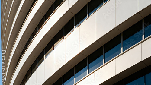 Modern building facade with curved design