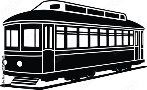 Classic tram vehicle graphic style silhouette vector illustration