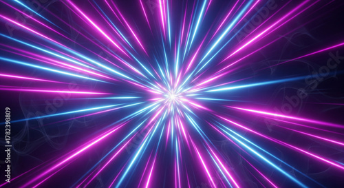 Stunning neon light speed burst with vibrant blue and magenta glowing streaks for dynamic futuristic designs
