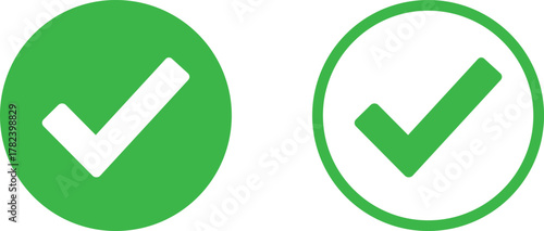Check mark icon set. Check box icon with right and wrong buttons and yes or no checkmark icons in green tick box and red cross. vector illustration .