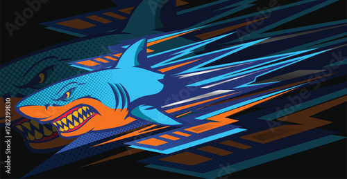 Sport Racing Car Vector Design with Abstract Stripe and Decal Graphics