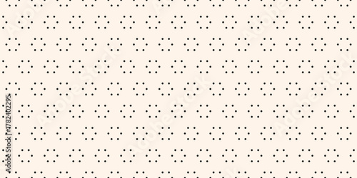 Minimalist vector seamless pattern with tiny dots, hexagonal shapes. Subtle abstract geometric background. Simple black and white minimal floral texture. Repeating design for decor, fabric, print, web