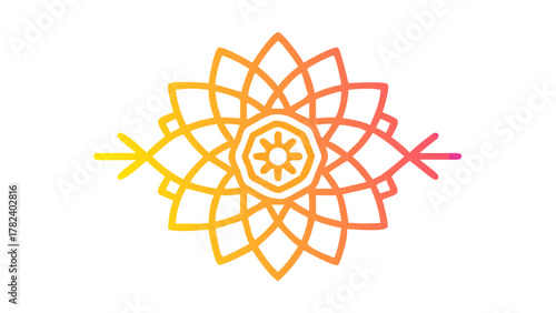 A colorful mandala design with radial symmetry on black background