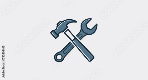 A stylized icon of a crossed hammer and wrench, representing tools, repair, maintenance, or settings.
