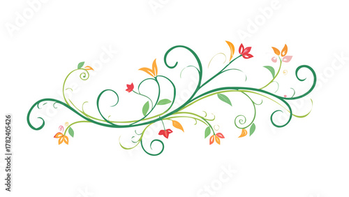 A floral vine pattern design with leaves and flowers