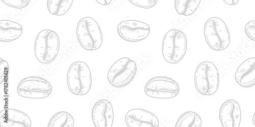 doodle Coffee beans pattern background. coffee beans background. Coffee Beans Illustration for packaging.	