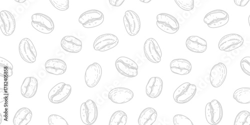 doodle Coffee beans pattern background. coffee beans background. Coffee Beans Illustration for packaging.	