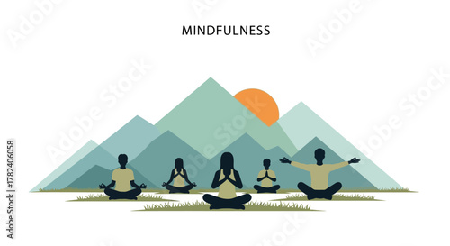 Mindfulness practice with mountain scenery A visual representation of meditation and inner peace