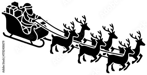 winter illustration reindeer silhouette christmas logo santa icon december outline holiday celebration deer claus decoration cartoon season snow happy shape with vector graphic background