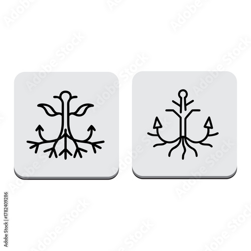 Black silhouette vector icon set featuring a scary spider, arachnid, and man symbols for danger, biohazard, and Halloween design illustrations