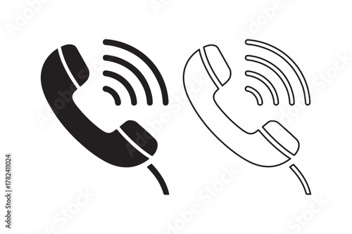 Vintage telephone handset icons with sound waves