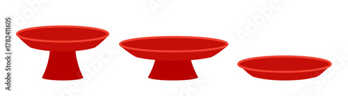Set of Chinese Style red Worship Fruit Plate Flat Vector Illustration.
Red Fruit Plate Icon.
White background.

