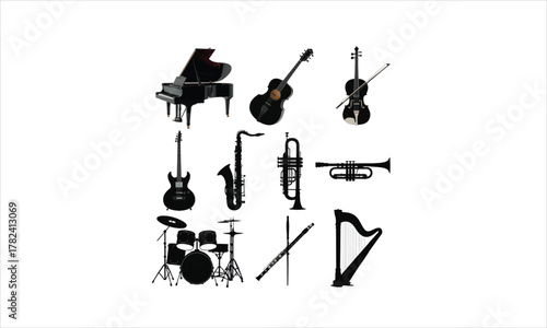 various kinds of musical instruments vector .
