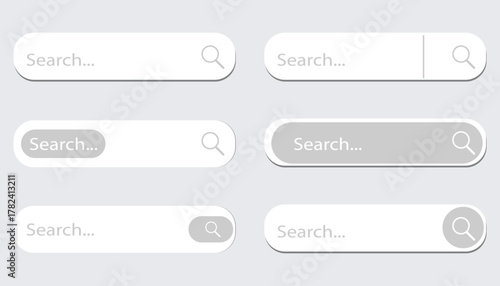 Search bar. Website design, search Internet box, browser engine text field, navigation bar with push button. Interface web element vector templates set. EPS 10