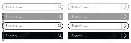 Search bar with Internet browser engine with search box, address bar and text field. UI design, website interface element with web icons and push button. Vector illustration EPS 10