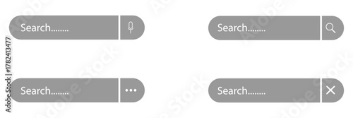 Search bar with Internet browser engine with search box, address bar and text field. UI design, website interface element with web icons and push button. Vector illustration EPS 10