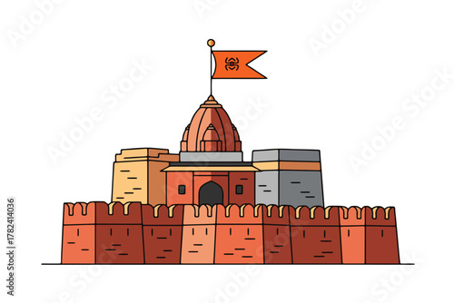 Fort architecture landmark tourism travel history culture india on white background