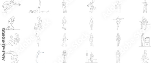 Set of abstract human figures in different poses