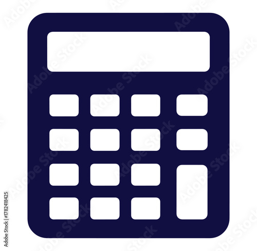 Simple dark blue calculator icon design representing finance and mathematical calculations