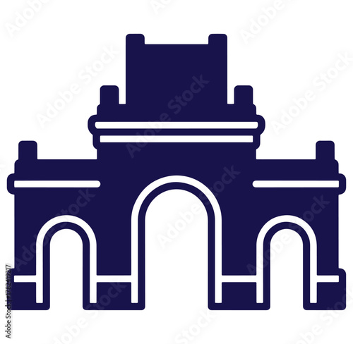 Simple vector illustration of a dark blue archway architectural structure design element