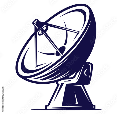 Vector illustration of a classic satellite dish isolated on white background