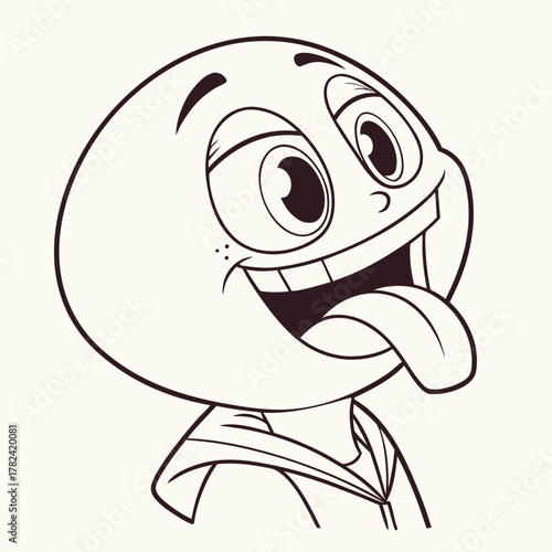 Cartoon character sticking tongue out