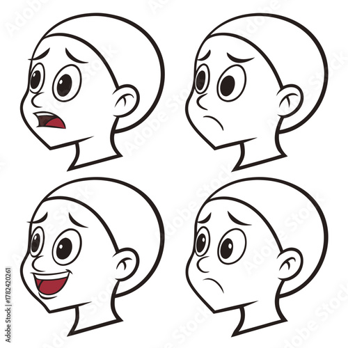 Different emotions and feelings on a childs face