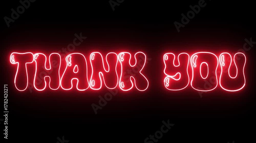 THANK YOU Red Neon Glowing Text Animation Loop