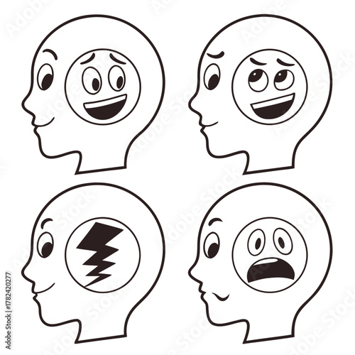 Different emotions and feelings inside the head