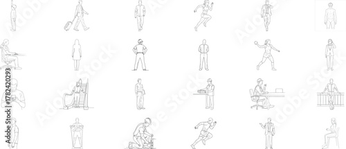 Collection of abstract scattered dots and lines