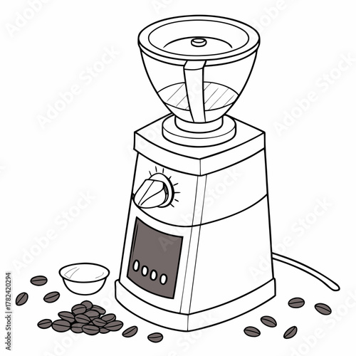 Electric coffee grinder with beans