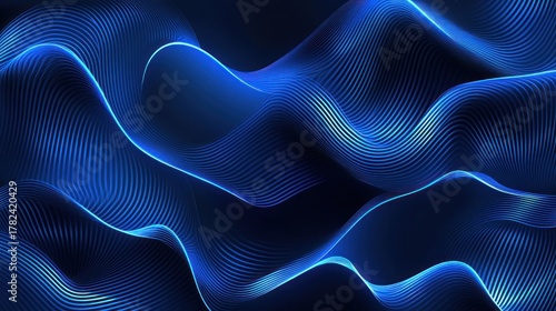 Abstract blue wavy lines design.