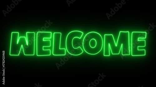 WELCOME Green Neon Glowing Text Animation Loop