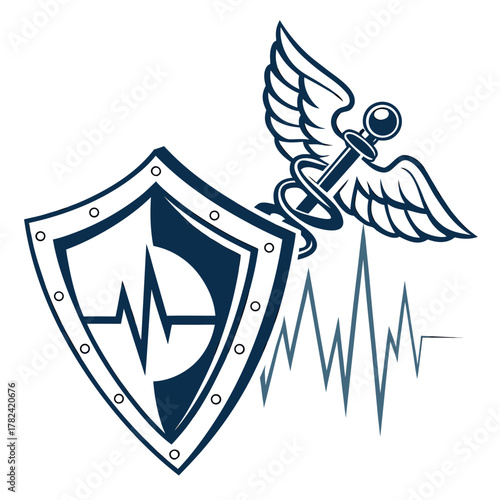 Medical shield with caduceus symbol
