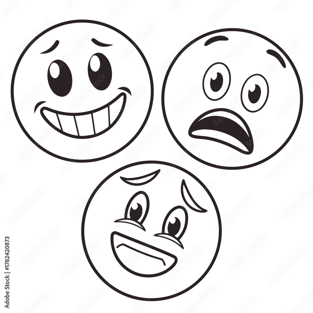 Fototapeta premium Set of three cartoon emoticons
