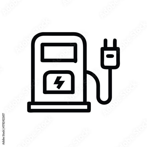 Clean and modern electric car charging station icon for sustainable transportation and energy solutions