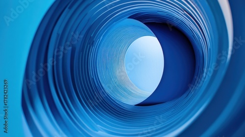 Abstract spiral design in shades of blue.