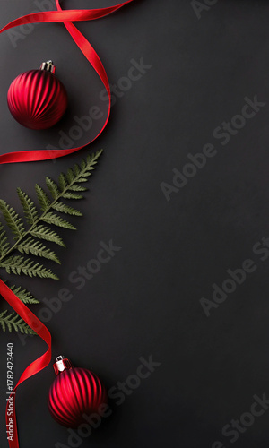 christmas background with christmas balls and fir branches