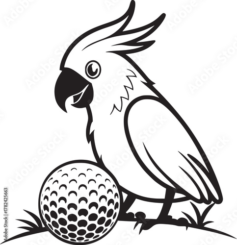 Vibrant parrot holding a golf ball perfect for sports and nature themes