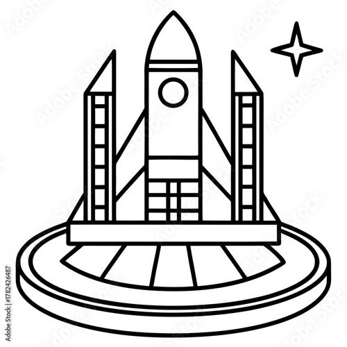 A space shuttle on a launchpad