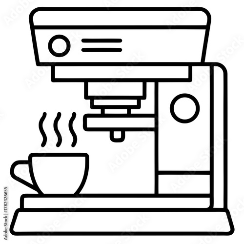 Coffee machine, brewing a cup of hot coffee