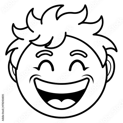 Happy face with curly hair illustration