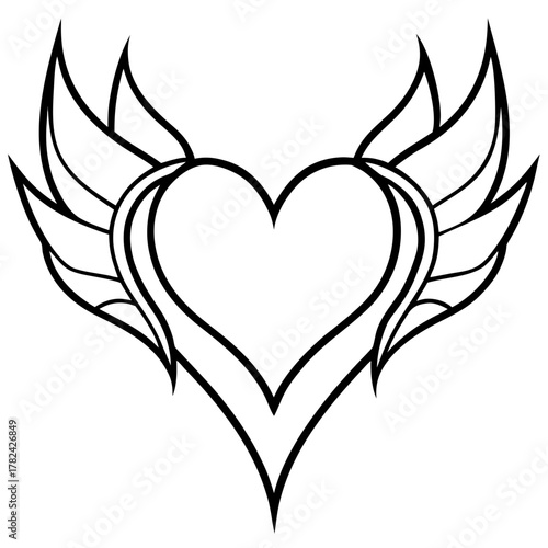Heart with wings, a symbol of love and freedom